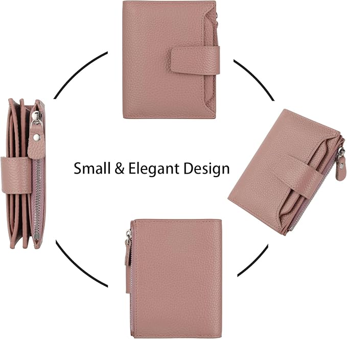 Lavemi Small Compact Women Wallet RFID Blocking Genuine Leather Bifold Purse with ID Windows