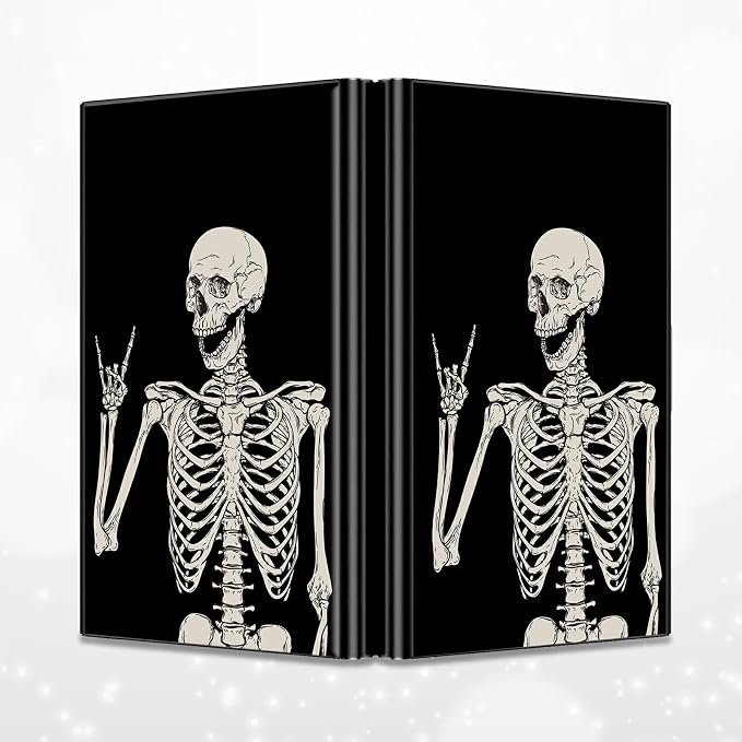 Slim Credit Card Holder, Skull Skeleton RFID Blocking Metal Wallet for Men & Women, Aluminum Minimalist Hard Case Pocket-Sized Business Cards Organizer (Fits Up to 10 Cards)
