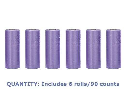 Ginsco 0.8 Gallons Disposable Trash Bags for Mini Car Trash Can, Portable Small Car Garbage Bags, Cars Accessories, Mini Trash Bags, Plastic Trash Bag for Cars/Home/Office (6 Rolls/90 Counts) Purple
