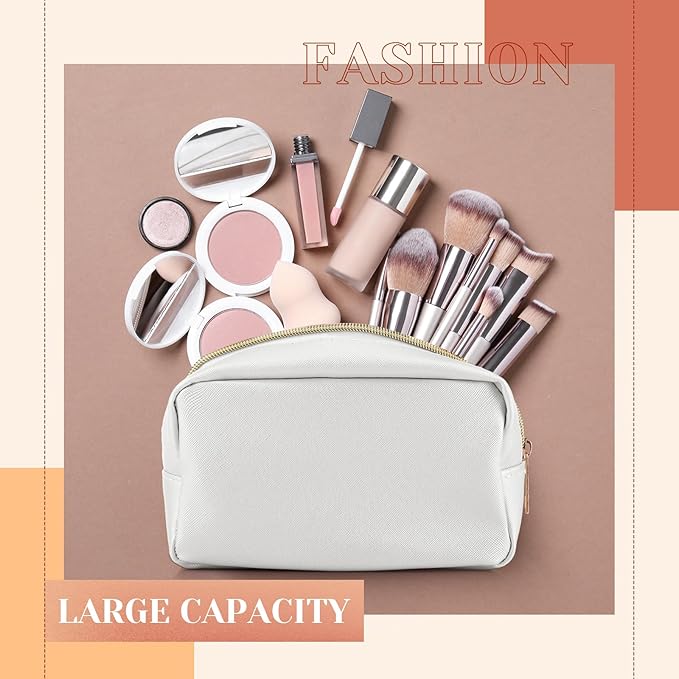 Sweetude 10 Pcs Makeup Bag Bulk for Women Preppy Gift PU Leather Cosmetic Bag Small Skincare Toiletry Pouch Mother Travel Cosmetic Pouch for Bridesmaid Bride Wedding Gift Favors (Vintage Color)