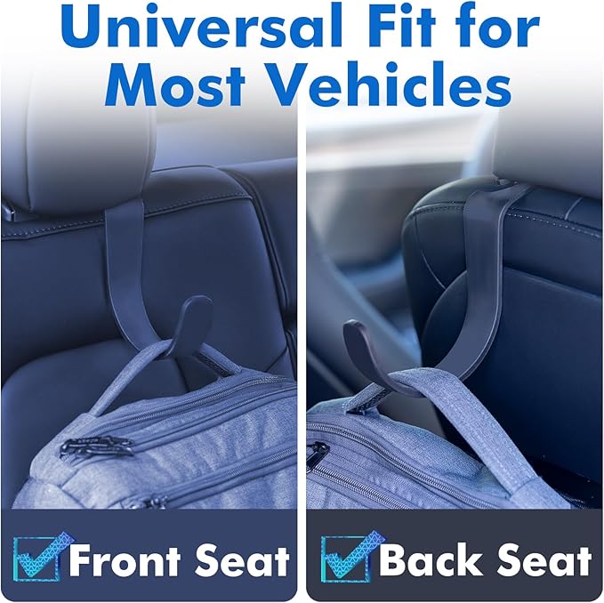 Travel Depot XL Hard Hat Holder for Truck, Heavy-Duty Headrest Hooks, Seat Back Organizer for Hard Hats, Bags & Gear, Universal Truck & Car Headrest Organizer, 2-Pack