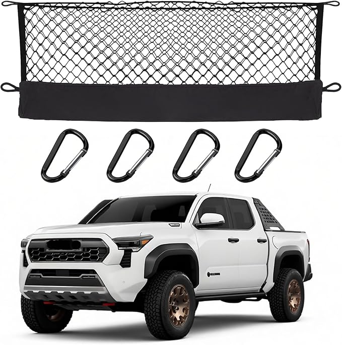 Envelope Style Cargo Net Compatible with Toyota Tacoma 2026 2025 2024 2023 2022 2021 2020 2019 2018 2017 2016 2015 2014 2013-2005 Trunk Car Rear Tailgate Touring Netting