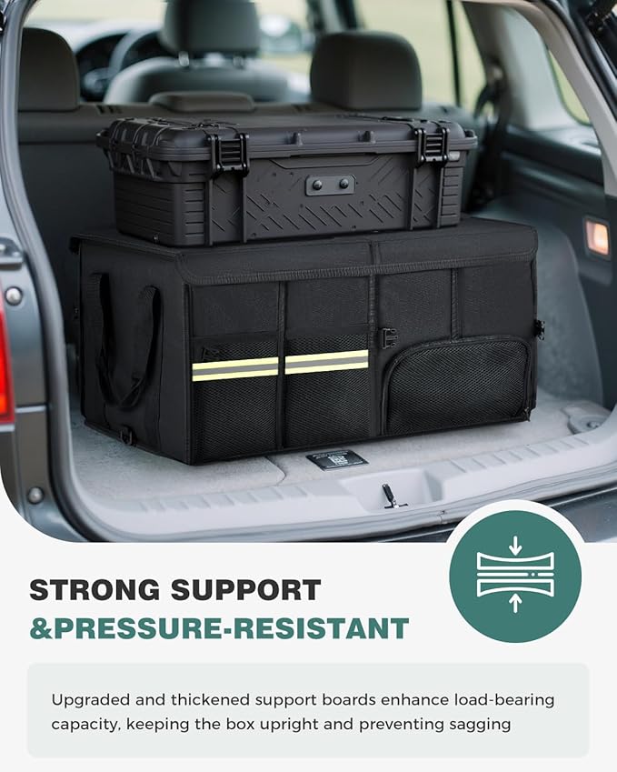 FLORICH Trunk Organizer with Breathable Shoe Storage for Suv, Waterproof Car Organizers Collapsible, Large Trunk Organizer Back Seat Storage for Car