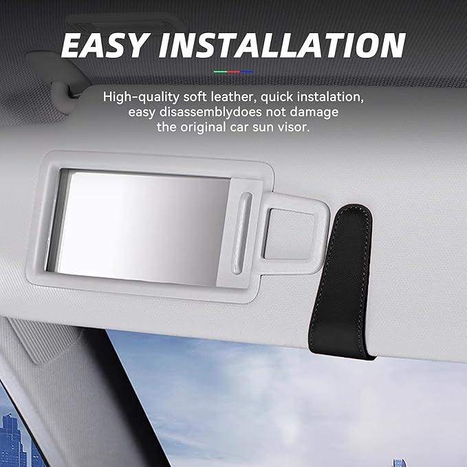 2PCS Sunglasses Holders for Car Sun Visor, Leather Eyeglasses Hanger Mounter, Magnetic Glasses Holder and Ticket Card Clip, Universal Auto Interior Accessories (Carbon Fibre, 2PCS)