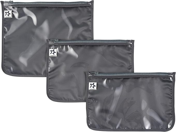 Tiny Twinkle Diaper Bag Organizing Pouches|3 Pack Mess-Proof Clear Front Travel Organizer Bags&TSA Approved Toiletry Bag Set for Baby and Mom Essentials