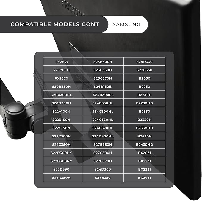 HumanCentric VESA Mount Adapter Bracket Compatible with Samsung Monitors, Fits Many Models Including PX2370, S23C350H, S24B300EL, S24D300, S27B350, S24D330, S22B350, and More