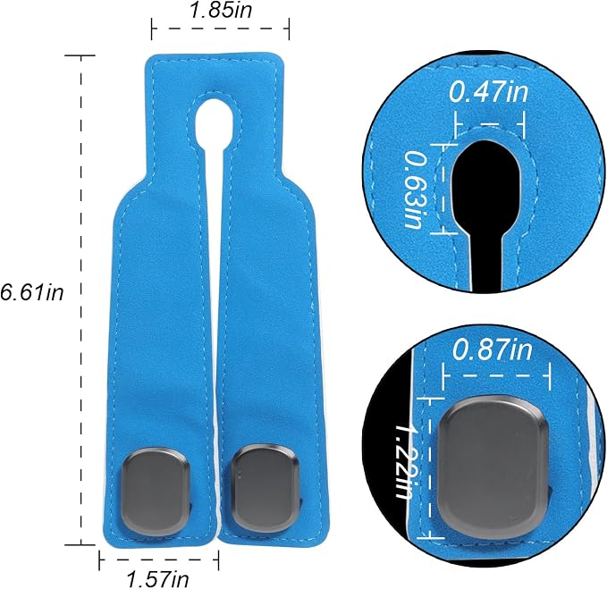 Car Seat Hooks for Headrest, Car Purse Hook & Back Storage Hook, Zinc Alloy & Suede Material Heavy Duty Car Hooks for Purses and Bags,Universal Fit for Most Vehicles (Blue-2 Pack)