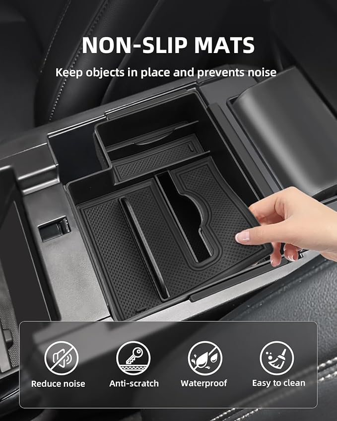 Double-Layer Center Console Organizer for 2025 2024-2020 Ford Explorer, ABS Armrest Storage Box, Middle Console Tray Organizer, Armrest Insert Container