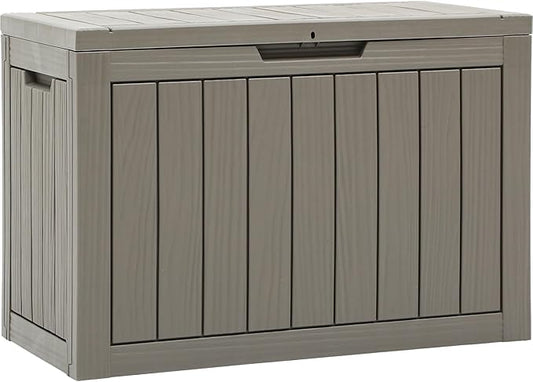 YITAHOME 45 Gallon Deck Box, Outdoor Storage Box for Patio Cushions, Outdoor Tools, Gardening Tools, Sports Equipment, and Throw Pillows, Lockable and Waterproof, Brown