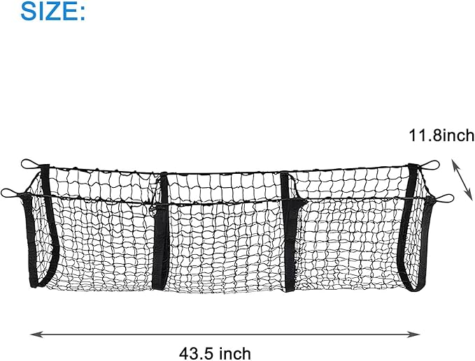 BAILALIBO Cargo Net Stretchable, Adjustable Elastic Trunk Mesh Nets with Metal Hook Universal for SUV, Trucks,Pickup, Car Exterior Accessories for Secure Storage (43.5x11.8 inch)