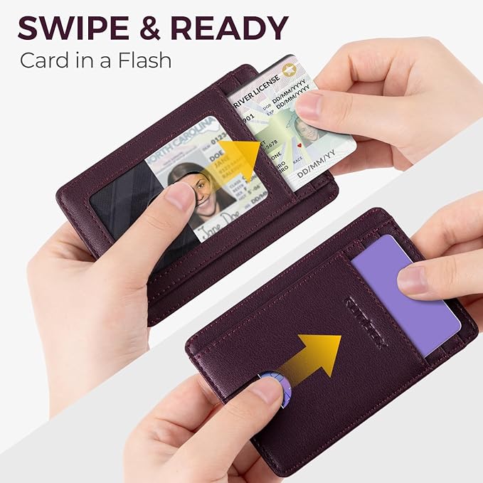 RUNBOX Slim ID Cases Minimalist Front Pocket RFID Blocking Leather Wallets for Men and Women Card Holder Wallets Gifts for men