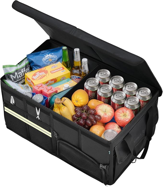 FLORICH Trunk Organizer with Breathable Shoe Storage for Suv, Waterproof Car Organizers Collapsible, Large Trunk Organizer Back Seat Storage for Car