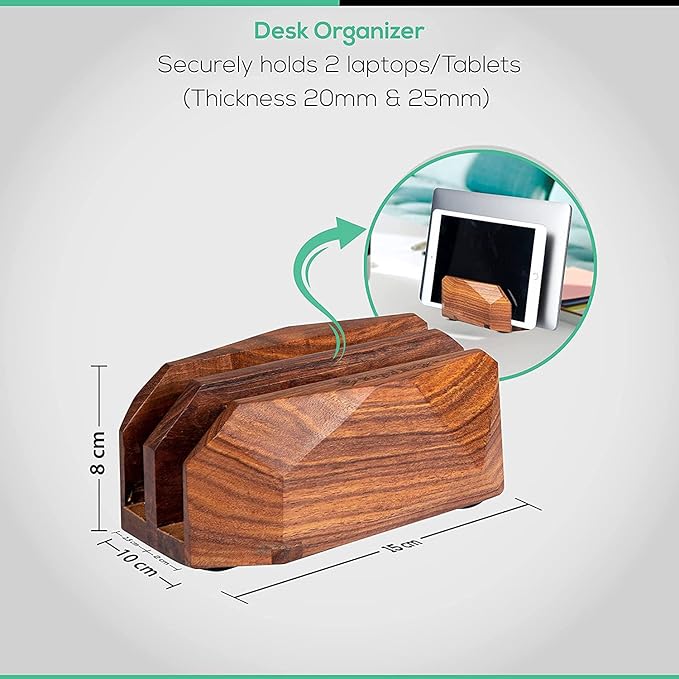 Width Adjustable Vertical Laptop Stand for Desk, Laptop Holder to Dock MacBook, MacBook Pro and Other Laptops, Versatile Vertical Laptop Docking Solutions - Indian Rosewood