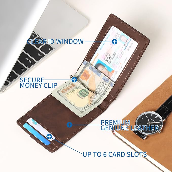 FALAN MULE Wallets for Men RFID Blocking Genuine Leather Bifold Minimalist Front Pocket Mens Wallet