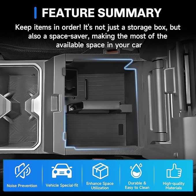 SXCY for 2025 2026 Toyota 4Runner Center Console Organizer for 2025 2026 Toyota 4Runner Accessories 2025 2026 6th Gen 4Runner Center Console Tray Middle Console Armrest Organizer(with Coin Holder)