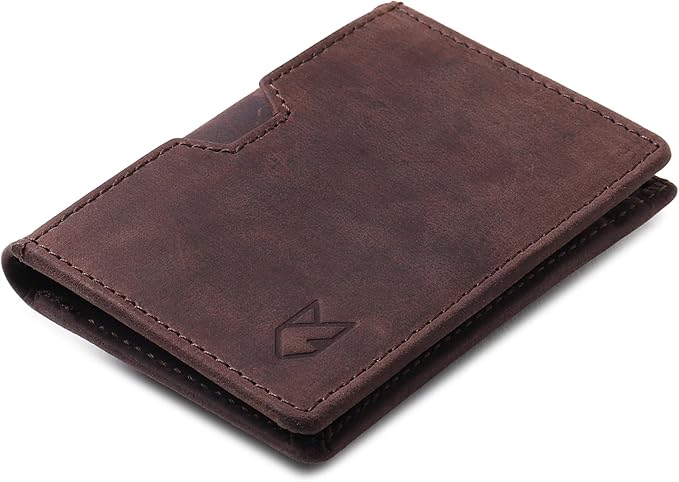 FOXHACKLE Full Grain Leather Credit Card Holder for Men and Women, Slim Bifold RFID Blocking Wallet, Thin Front Pocket Minimalist Wallet, Small Card Case.