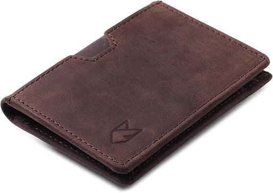FOXHACKLE Full Grain Leather Credit Card Holder for Men and Women, Slim Bifold RFID Blocking Wallet, Thin Front Pocket Minimalist Wallet, Small Card Case.