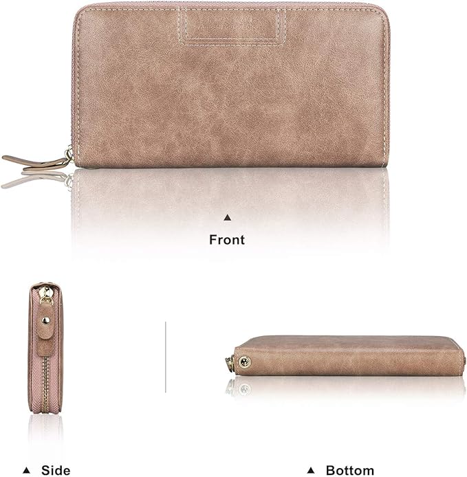 FT FUNTOR Wristlet Wallets for Women, Ladies PU Vegan Leather Clutch Wallet Zip around Phone Purse Card Holder Organizer