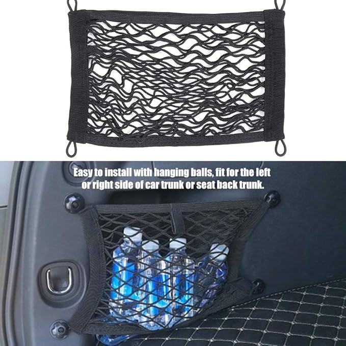 for Universal Elastic mesh net Trunk Bag Car Elastic Netting Carrier Car Trunk Side Cargo Luggage Elastic Storage Net Mesh Pocket Organizer(45 * 25cm)