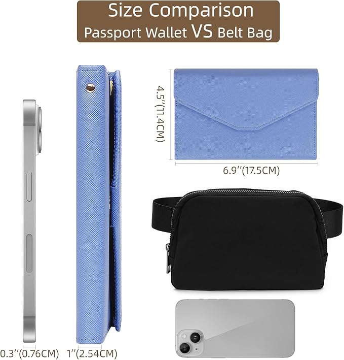 ZOPPEN Mulit-purpose Rfid Blocking Passport Holder Travel Wallet (Ver.4) Passport and Vaccine Card Holder ComboTri-fold Document Organizer Travel Essentials