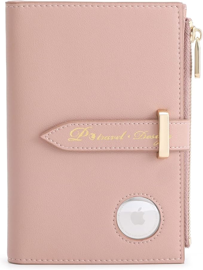 VanFn Airtag Passport Holder, RFID Travel Passport Wallet, Family Passport Holder, Ladies Bifold Air Tag Wallets, Slim Leather Credit Card Wallet For Women, Trip Document Organizer P.Travel Series