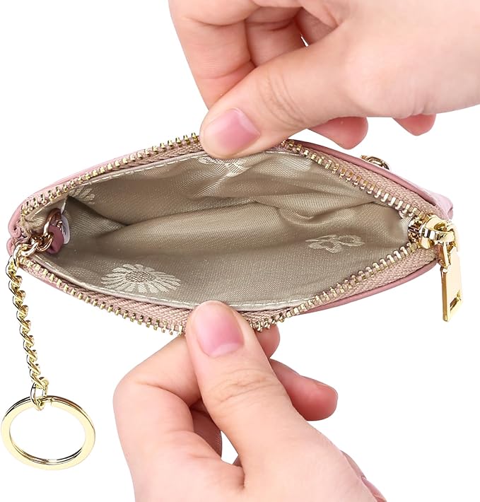 SENDEFN Coin Purse for Women, Genuine Leather Coin Purse Key Chain for Women, Coin Pouch Change Purse
