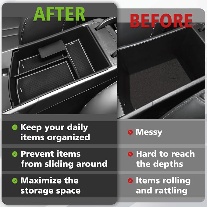 Muslogy Center Console Organizer Compatible with Hyundai Sonata 2024-2026 Accessories Middle Console Storage Box Sunglasses Coin Holder ABS Material with Anti-Slip Mats Interior Divider Tray (Gray)