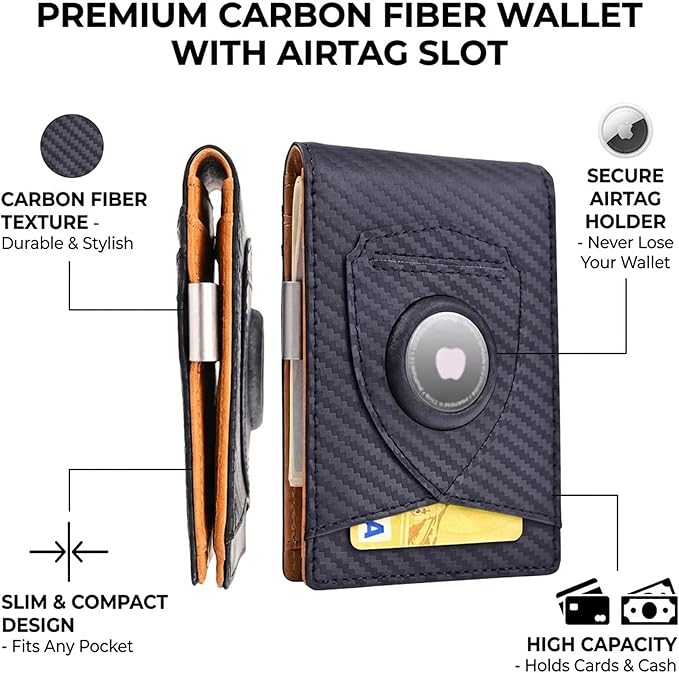 kinzd Slim Wallet with Money Clip RFID Blocking Minimalist Bifold Wallet for Men Genuine Leather Front Pocket Card Holder