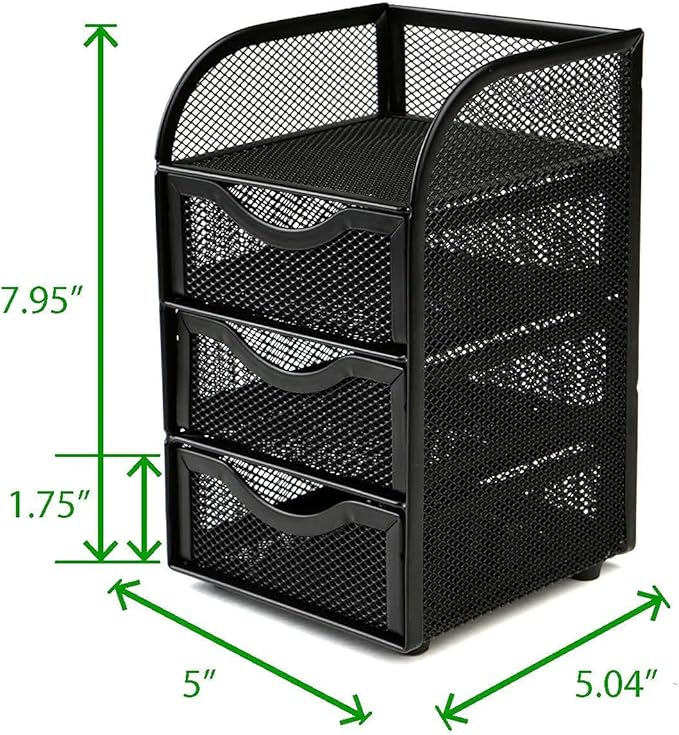 Mind Reader Desktop Accessory Storage, Paper Binder Clip Basket, Workspace, Office, Metal Mesh, 4.75"L x 5"W x 8"H, Black