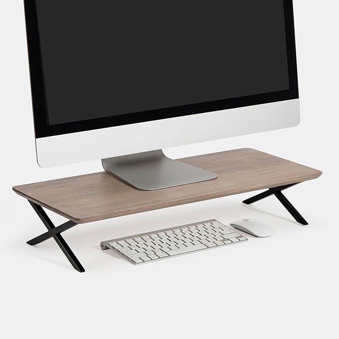 Anji Mountain Monitor Stand - Desktop Organizer & Laptop Riser, Ergonomic Monitor Riser, Space-Saving Monitor Stand for Desk, Durable Construction, Easy Assembly, Ideal for Home & Office,Biscotti