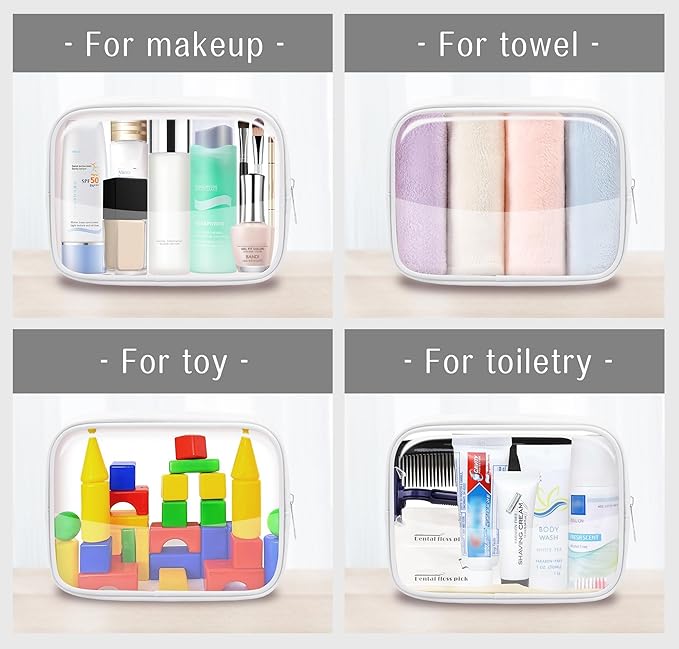 TSA Toiletry Bag Clear Makeup Bag Travel Essentials Cosmetic Bag for Men and Women White 2Pcs