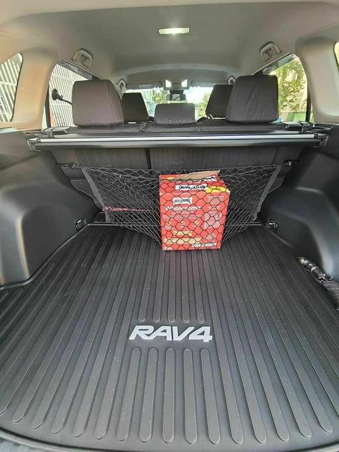 Rear Trunk Seats Organizer Cargo Net for Toyota RAV4 2019-2025 – Envelope Style Cargo Net for SUV–Premium Mesh Elastic Car Trunk Organizer Vehicle Carrier Storage–Compatible with RAV4