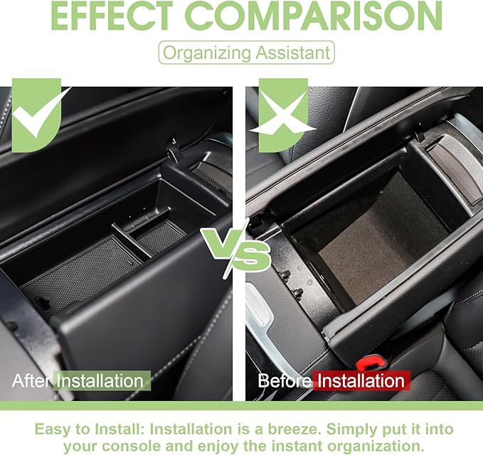 HGWEI Center Console Organizer Compatible with 2023-2026 Mercedes Benz EQS450+ /EQS450 /EQS580 Sedan SUV& EQE350 /EQE350+ /EQE500 Sedan AMG Armrest Storage Box Insert Tray Accessories (Not for EQB)