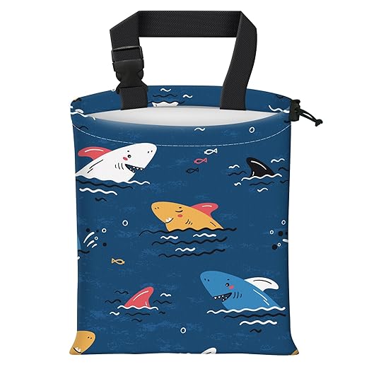 Car Trash Bag Large Hanging Can for Back of Seat, Cute Waterproof Car Garbage Bag for Vehicle, Travelling, Outdoor Cute Cartoon Blue Shark