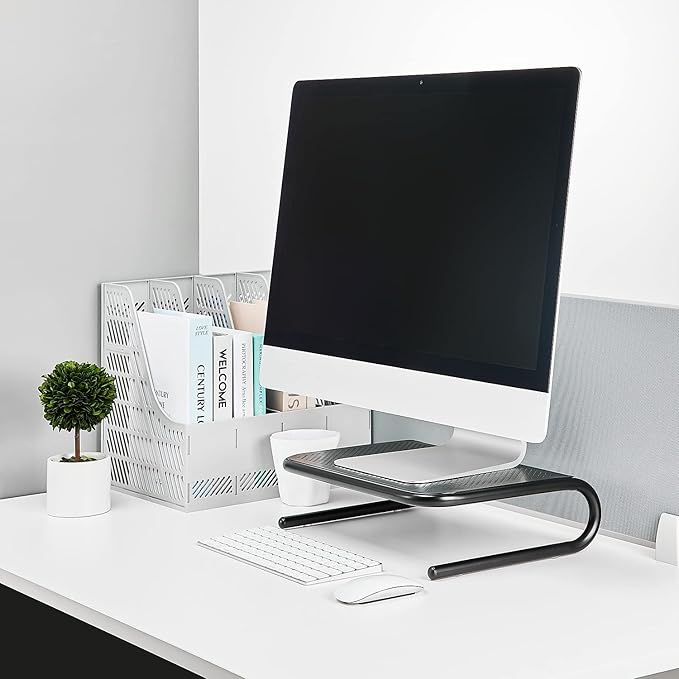 Staples Standard Steel Monitor Stand ??Desktop Riser for Monitors, Laptops & Office Workstations, Black