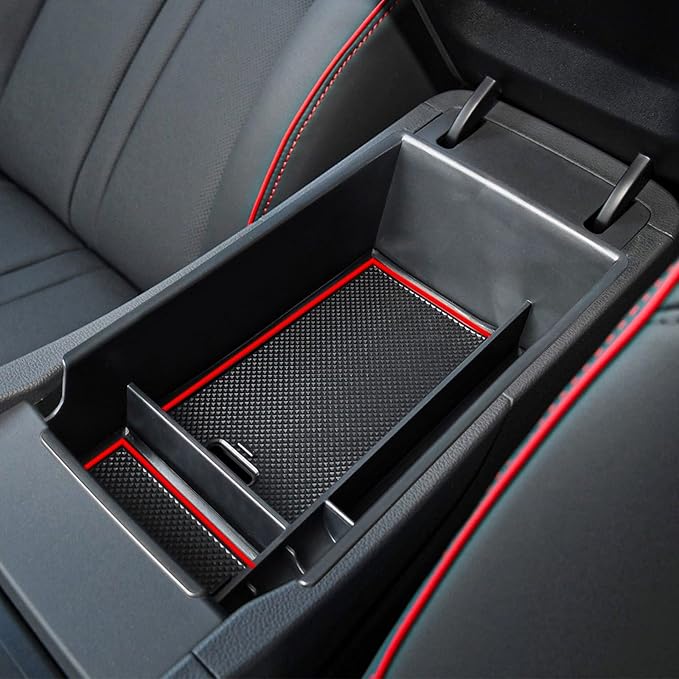 TACOBRO Center Console Organizer Compatible with Hyundai Sonata 2020 2021 2022 2023 Accessories, Sonata N-Line/Limited Insert Tray Secondary Storage Armrest Box ABS Red