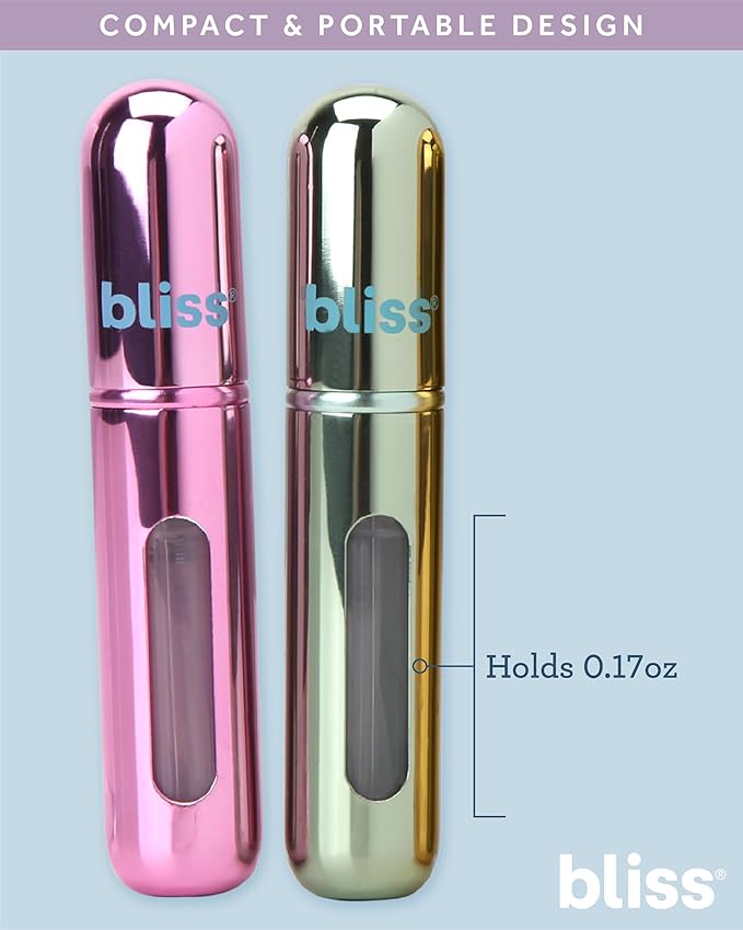 Bliss Atomizer Spray Bottle Set - 4 Pack TSA-Approved Leak Proof Refillable Small Travel Spray Bottle and Perfume Atomizer, Size One Size, Spiral Sage Combo
