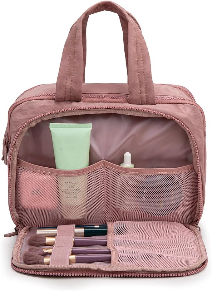 Montana West Travel Toiletry Bag for Women, Large Capacity Makeup Organizer, Lightweight Puffy Cosmetic Bag with Waterproof Lining, Front & Back Zipper Pockets, Travel Essentials Bag
