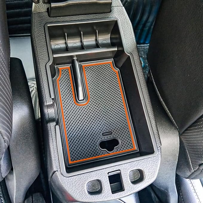 EDBETOS Center Console Organizer Tray Compatible with Jeep Renegade Accessories 2015-2019 2020 2021 2022 2023 Armrest Glove Box Secondary Storage (Orange Line)