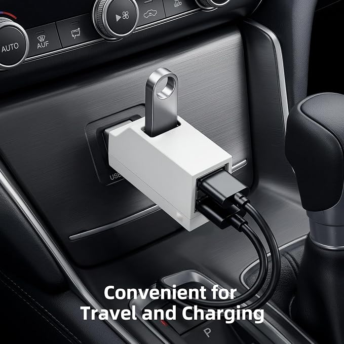 3 Ports USB-Adapter, USB Hub with 3.0 and Double 2.0 USB-Adapter, Portable USB Splitter 1 in 3 Out for U Disk，Keyborad, Mouse，Mobile Hard Disk, etc (White)