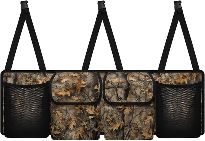 Dead Branch Trunk Hanging Organizer, Backseat Bag, Car Interior Accessories with 2 Pockets & 2 Mesh Pouches for Groceries, Will Provide More Storage Trunk Space for SUV, Jeep, MPVs