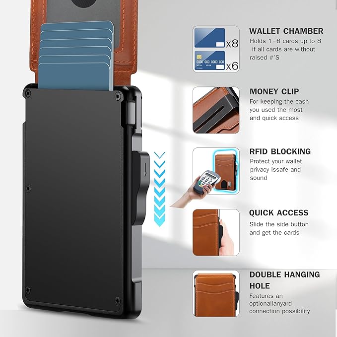 umoven Wallet for Men - with Money Clip Slim Leather Slots Credit Card Holder RFID Blocking Bifold Minimalist Wallet (Top Layer Leather-Sienna Brown)