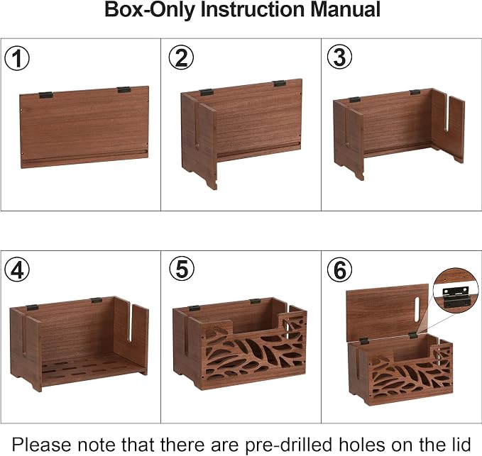 Wooden Cable Management Box, Large Cord Hider Box & Cable Organizer Box for Power Strips, Electrical Cords, Desk & Floor Cables Suitable for Home & Office