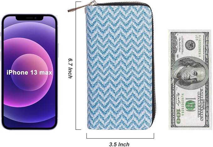Cellphone Wallet for Women Dual Zipper Long Purse with Removable Wristlet