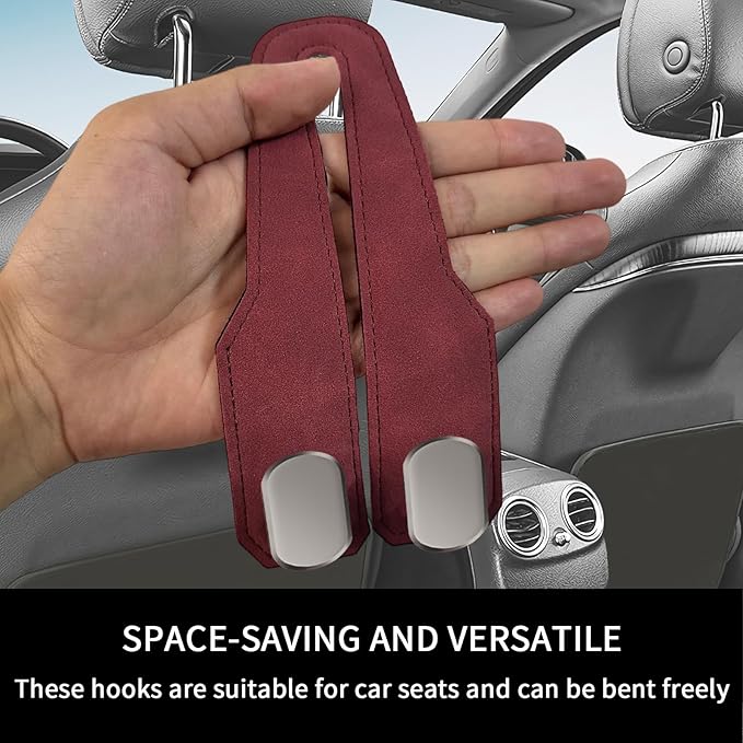 Car Seat Headrest Hooks for Purses and Bags, 4 Pack Bag Purse Holder for Car With Double Metal Hooks, Car Purse Hanger, Headrest Back Seat Handbags Hook Cute Hanging Accessories, hot pink