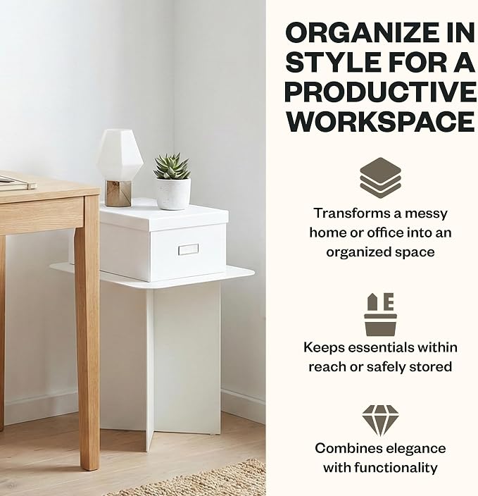 Bigso Box of Sweden Karin Collapsible Storage Box with Labelframe for Easy Identification - Simple Assembly Without Tools - Decorative Storage Boxes with Lids - 8.9in x 12.4in x 5.4in - White