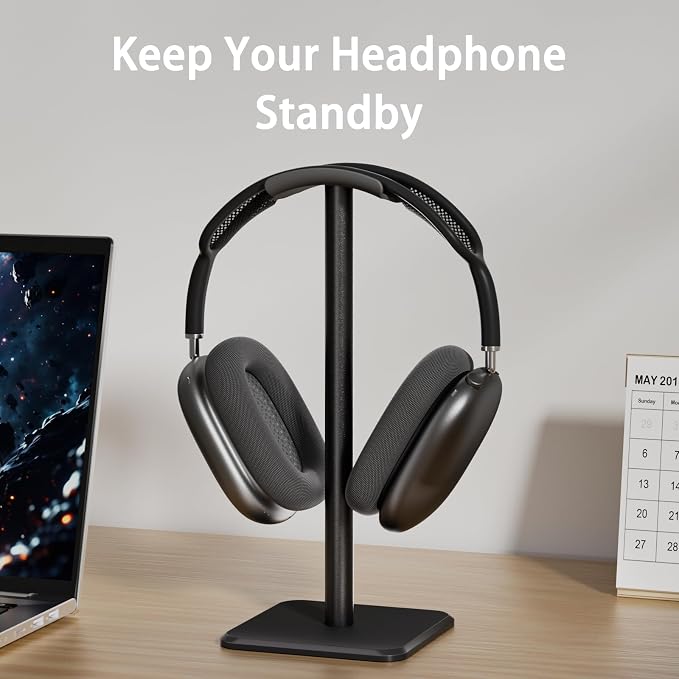 Headphone Stand - Headset Stand with Aluminum Hanger, Headphone Holder for AirPods Max, Sony, Bose, Beats and More (Black)