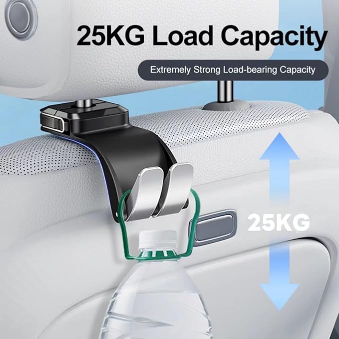 [Luxury car purse hook] | Universal headrest hooks for car | Heavy Duty Car Accessories Interior，car organizer | Multi-Function purse hook for table for Women & Men | 25KG Load Capacity (Black)