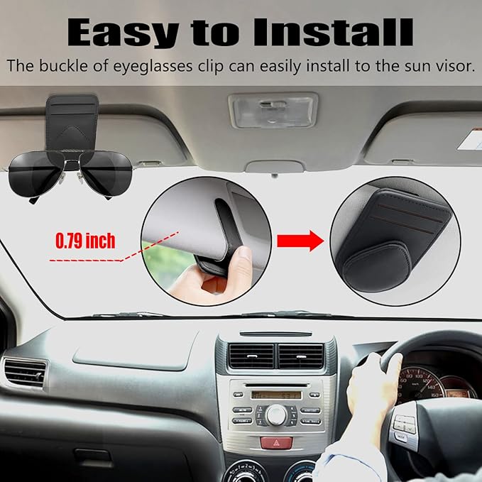 Sunglass and Card Holder for Car Visor, 2 Card Slots Visor Glasses Clip, Strong Magnetic Visor Holder, Visor Accessories for Cars SUV(Beige 1Pc)