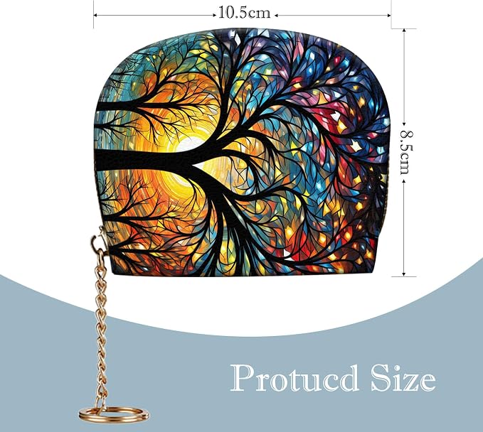 Women's Slim RFID Wallet – Compact Leather Card Holder Wallet for Women, 9 Card Slots RFID Blocking Credit Card Organizer, Small Travel Wallet - Colorful Trees